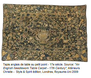 Tapis anglais de table au petit point